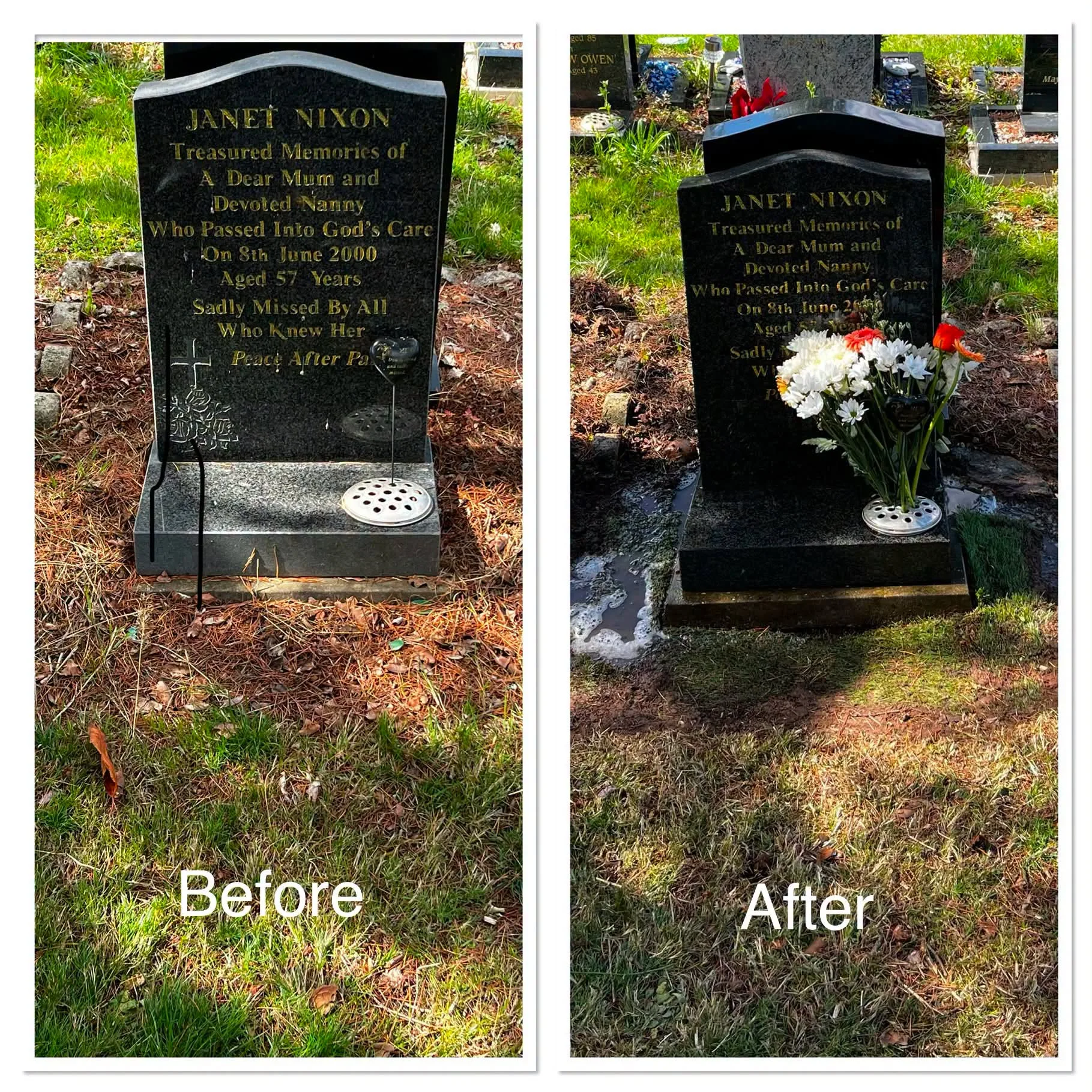 Before and after: a grave tended by Forever Tended (8)