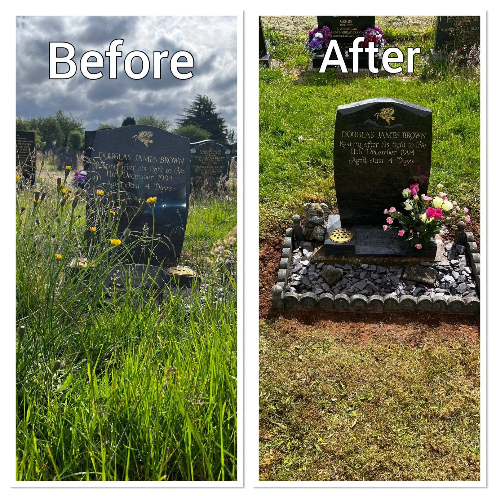 Before and after: a grave tended by Forever Tended (5)