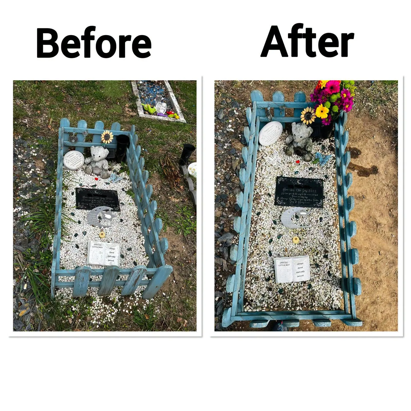 Before and after: a grave tended by Forever Tended (6)