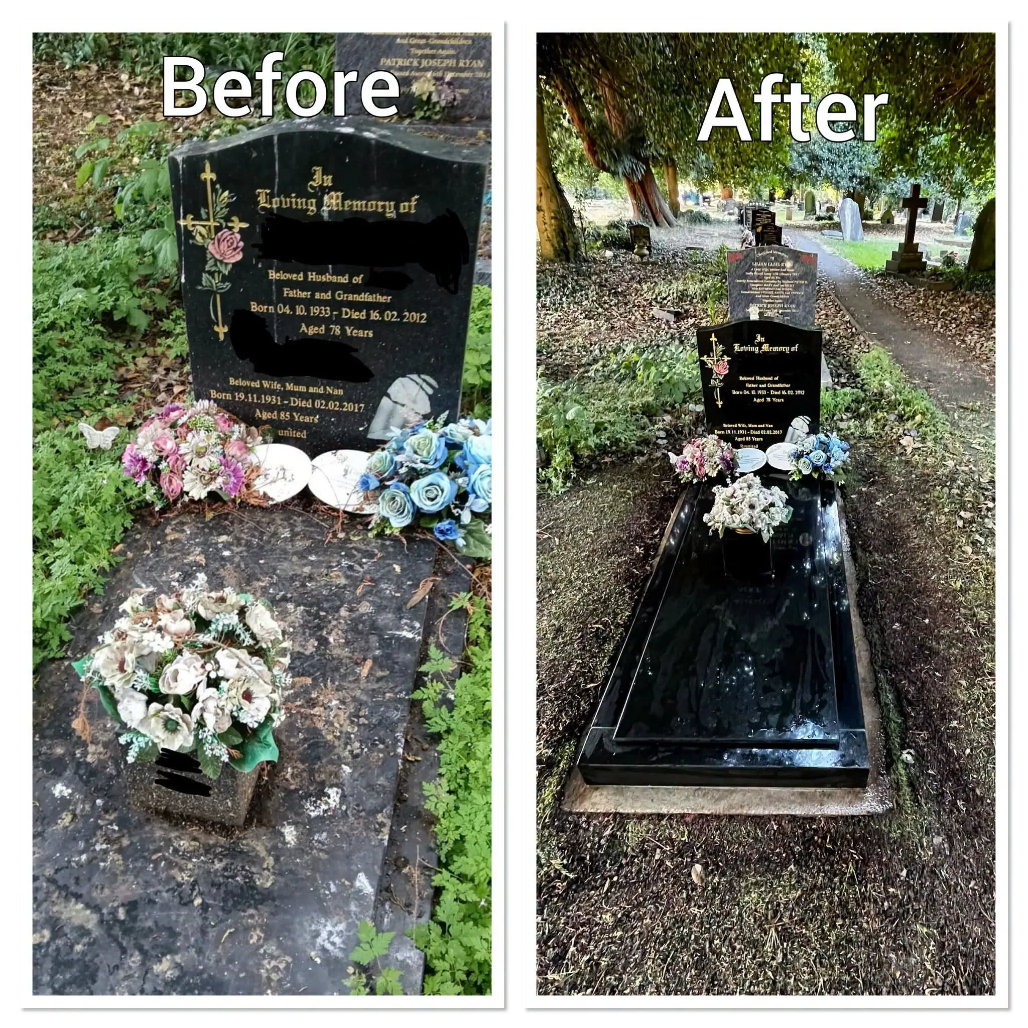 Before and after: a grave tended by Forever Tended (1)