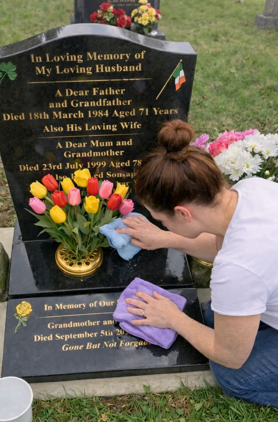 Fresh flowers placed at a headstone