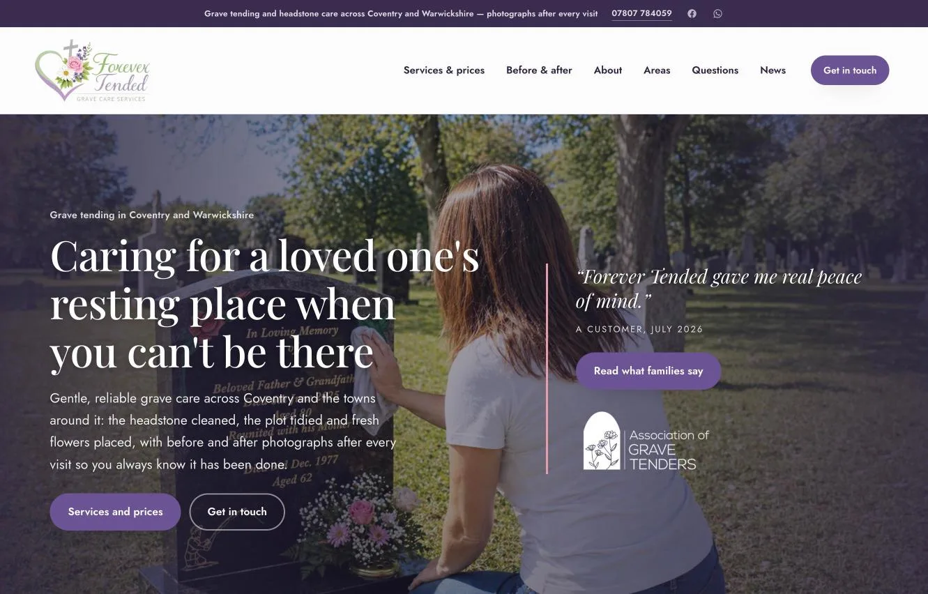 The new Forever Tended website